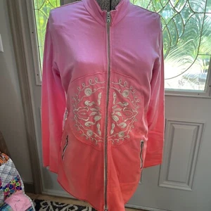 Boston Proper Sport Knit Zip Up Jacket Women's Large Long Sleeve 2 Pockets Vtg - Picture 1 of 8