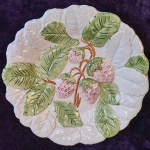 Vintage italienischer Teller handbemalt Erdbeere Obst Dessert - Bild 1 von 3