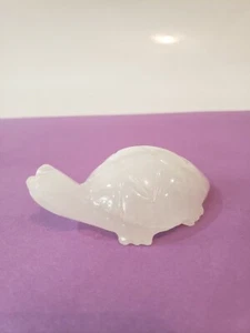 White Onyx Stone Turtle Paperweight Figurine Home Decor - Picture 1 of 5