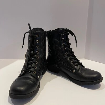 Botas estilo combate Guess NEGRAS imitación cuero con cordones con cremallera lateral para mujer 6 M Foto 1 de 4