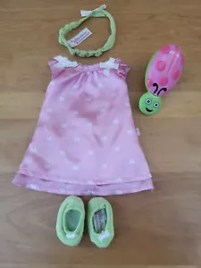 American Girl Wellie Wisher Ruffles and Bows PJS & Ladybug Hairbrush! - Picture 1 of 5
