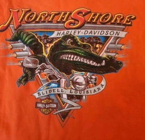 Vintage 2002 Harley Davidson Tank Top Slidell Louisiana Orange Mens Size M - Picture 1 of 9