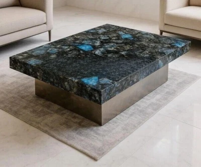 Labradorite Geode Coffee Table – Polished Crystal Slab – Unique Home Decor - Image 1 of 4