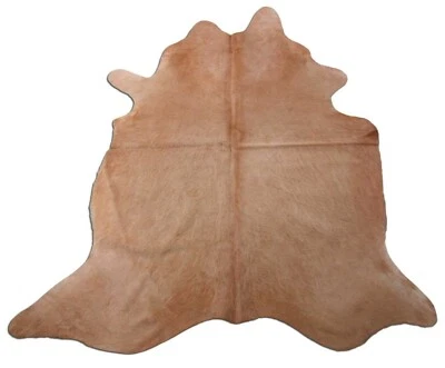 Solid Beige Cowhide Rug Size: 6 1/4x5 3/4 feet C-1474 - Image 1 of 4