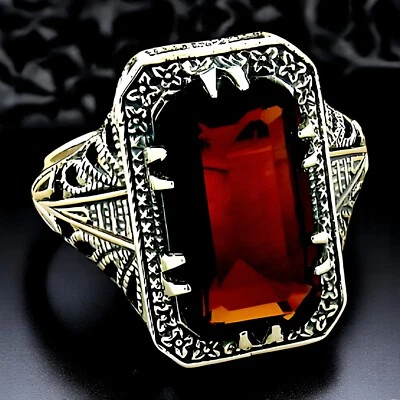 ANILLO GRANATE DECO ESTILO VINTAGE PLATA ESTERLINA 925 SIMULADO 4,5 QUILATES #1136 Foto 1 de 4