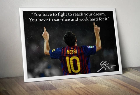 Lionel Messi Inspirational Quote Poster Cover