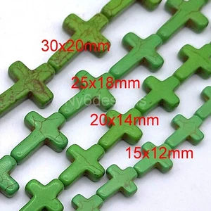 Green Cross Bead Turquoise Howlite Magnesite Cross Loose Beads 15" Wholesales - Picture 1 of 9