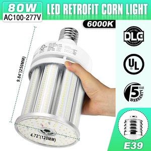 80W LED Corn Light Bulb Retrofit Warehouse Parking Lot light E39 Mogul Base 6k - Picture 1 of 12