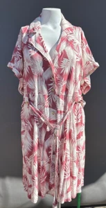 Torrid Dress Sz 1 (1X 14/16) Red Button Front Collared Short Sleeve Leaves NEW - Picture 1 of 17