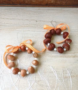 Herbstliche Kränzchen mit Kastanien Eicheln und Band - Bild 1 von 8