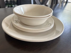 Vintage Corelle SANDSTONE SOLID BEIGE Dinner & Bread PLATES + Bowls Set Of 8 - Picture 1 of 17
