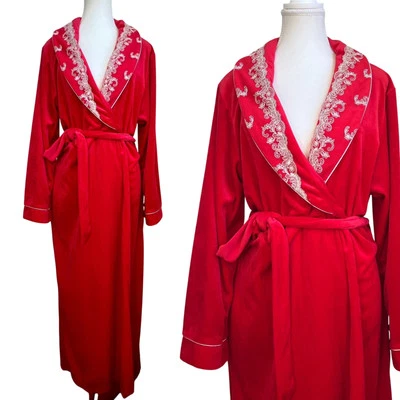 Vestido de terciopelo rojo vintage bata red encaje ribete floral caprichoso vampiro gótico Foto 1 de 4