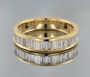 3/4 Eternity Baguette Diamond Ring in 14K Yellow Gold 1.25 ct Lab Grown Channel - Picture 1 of 3