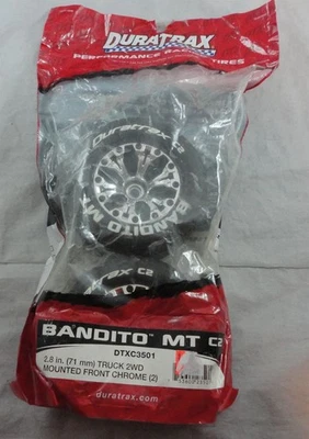 Duratrax Bandito MT 2.8" Mounted Stadium Truck Front Tires C2 Black DTXC3501 - Image 1 of 3