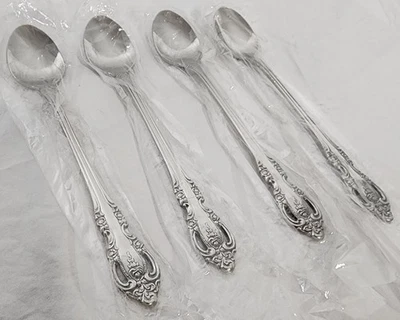 ONEIDA - BRAHMS - STAINLESS - 4 ICED TEASPOONS - FLATWARE - NEW OLD STOCK - Image 1 of 4