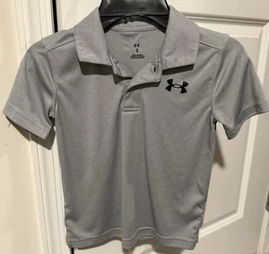 Under Armour Polo Youth Gray Size Large Short Sleeved Boys - Picture 1 of 3