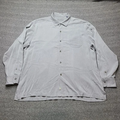 Tommy Bahama Men’s XXL Gray Silk Wool Button Front Shirt Long Sleeve Luxury - Image 1 of 4