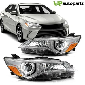 For Toyota Camry 2015-2017 Chrome Housing Headlights Assembly Pair Headlamp - Picture 1 of 9