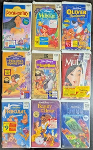 Disney VHS 9 Lot SEALED Beauty Beast, Hercules, Mulan, Jungle, Mermaid, etc - Picture 1 of 7