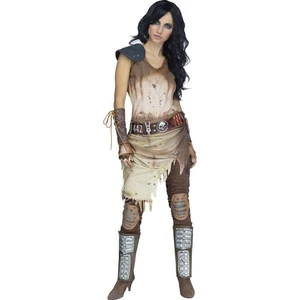 Apocalypse Warrior 6pc Women Costume, Small/Medium, Medium/Large, Beige Brown - Picture 1 of 2