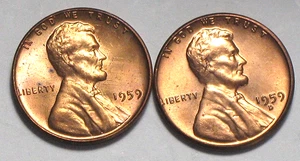 1959 P&D LINCOLN MEMORIAL CENT PENNY SET 1ST YEAR OF THE MEMORIAL CENT DESIGN - Picture 1 of 5