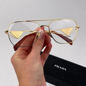 Prada Damen Brille Gold Demo Rechteckig PRB50V 5AK1O1 NEU AUTHENTISCH - Bild 1 von 9