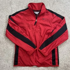 VTG Nike Red Black 1/4 Zip Windbreaker Pullover Jacket S Lightweight Athletic - Picture 1 of 9
