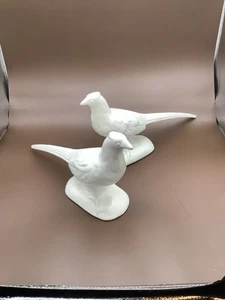 VTG PairRoyal Haeger Pottery Matte White Pheasant Figurines 12.5” Long MCM Lot/2 - Picture 1 of 11