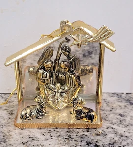 Vintage Spiegel Krippe Weihnachtsschmuck mit Maria, Josef & Jesus - Bild 1 von 5
