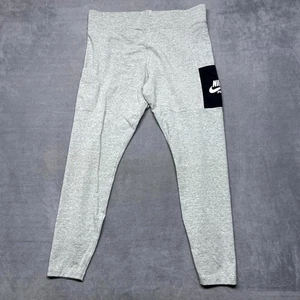 Nike Sportswear Leggings Damen XL meliert grau Logo Baumwolle Stretch High Rise - Bild 1 von 10