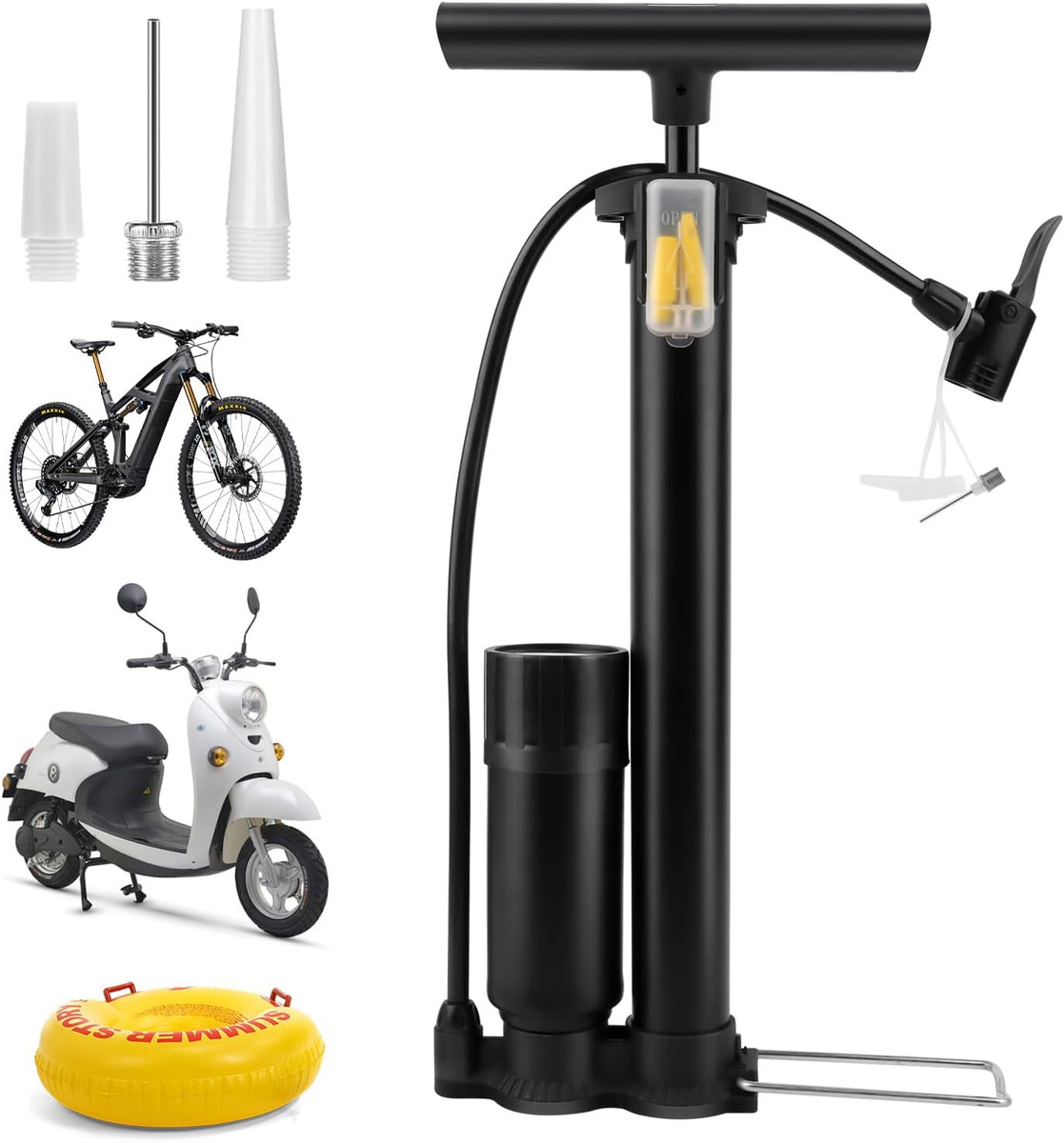 Pompa Aria Manuale Portatile Per Auto, Bici E Palloni &ndash; Nuova, Alluminio, Senza Manometro