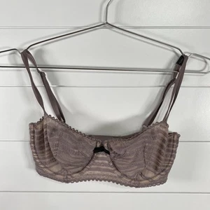 Victoria's Secret Bra Womens 32DD Mauve Balconette Lace Underwire Mesh Unlined - Picture 1 of 12