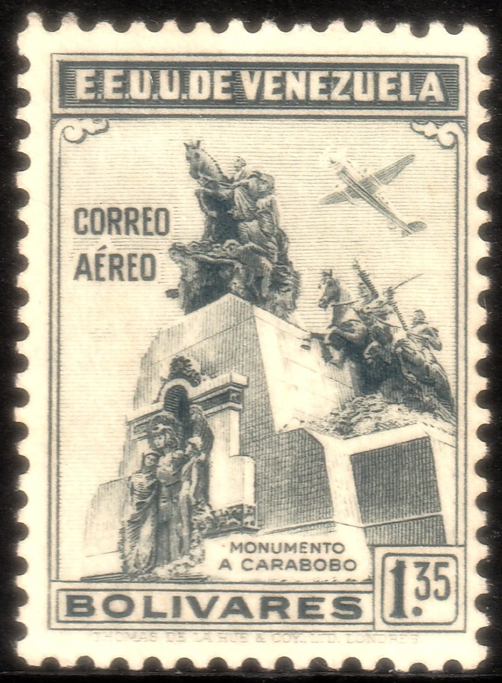 ✔️ VENEZUELA 1938 - MONUMENTOS CARABOBO - CORREO AÉREO - SC. C133 MLH * Foto 1 de 1