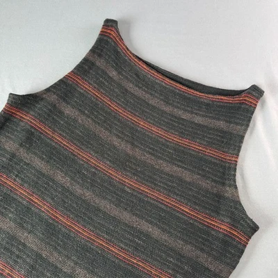 Ralph Lauren Aztec Southwestern Striped Linen Knit Boat Neck Black Midi Dress L - Imagem 1 de 4