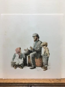 Jim Daly Cat's Cradle Limited Edition Man & Children Art Print - Picture 1 of 1