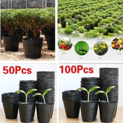 Nursery Pot Plant Tray Plastic Box Pouch Holder Raising Bag Home Garden - Image 1 of 4