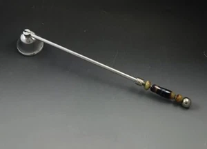 Silver Tone Long Handle Candle Snuffer  with Artisan Made Lamp Work Beads  - Picture 1 of 7