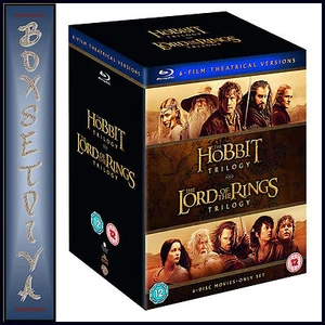 THE HOBBIT TRILOGY & LORD OF THE RINGS TRILOGY - 6 FILM THEATRICAL *BLURAY** - Picture 1 of 3