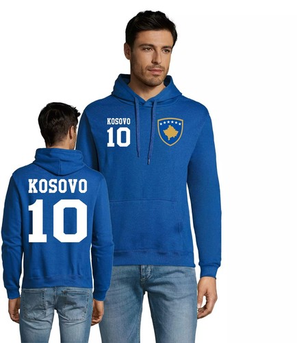 SACAI Felpa con cappuccio uomo tifoso calcio Kosovo 10 Supporta la tua squadra Patriottica Comoda
