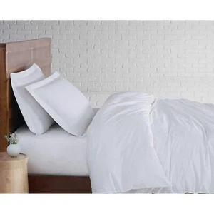 Brooklyn Loom Cotton Percale Duvet Set, Twin XL, White - Picture 1 of 5
