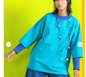 GUDRUN SJODEN COZY sz 2XL tunic cotton/elastan top blouse XXL BLUE - Picture 1 of 7