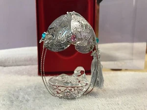 Lenox christmas ornament Millenium crystal Baby in crib silverplate cover CH6472 - Picture 1 of 11