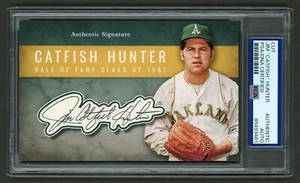 Catfish Hunter Signed Cut Display (PSA) Oakland Athletics Photo Card HOF Auto - Picture 1 of 2