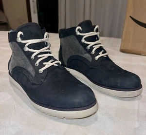 UGG Bethany Women's Ankle Boot US 10  Black Leather Canvas Sheepskin - Picture 1 of 6