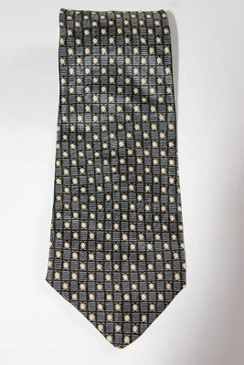 Corbata Monterey Bay J. Blades & Co. para hombre 100 % seda negra plata dorada geométrica Foto 1 de 4