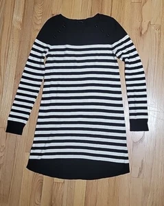 Express Sweater Dress Striped Long Sleeves Black And White Size Medium Good - Picture 1 of 10