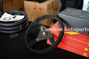 Universal classic 350mm 14' Suede Leather Sport Steering Wheel 5mm thicked spoke - Picture 1 of 3