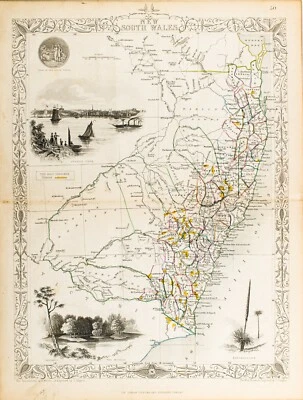 1851 NOVO MAPA DE RAPKIN TALLIS ORIGINAL DA Austrália do Sul 11x14 WM77 - Imagem 1 de 3