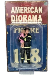 Firefighter Saving Life Girl Resin Model Figure Display 1/18 American Diorama - Picture 1 of 5