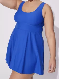 Torrid Women’s Plus Size 3 22-24 Blue Swimsuit Long Length Swim Dress New - Picture 1 of 7